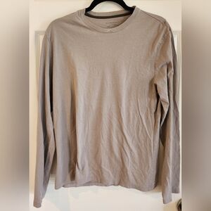Banana Republic Men's Long Sleeve Fitten Crew T-shirt, Gray Medium 100% Cotton